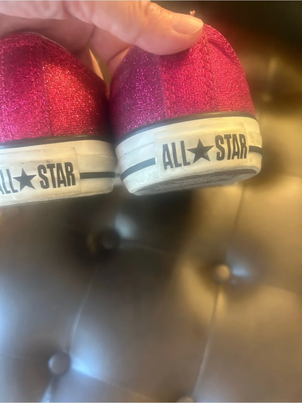 Women’s hot pink glitter Converse low tops